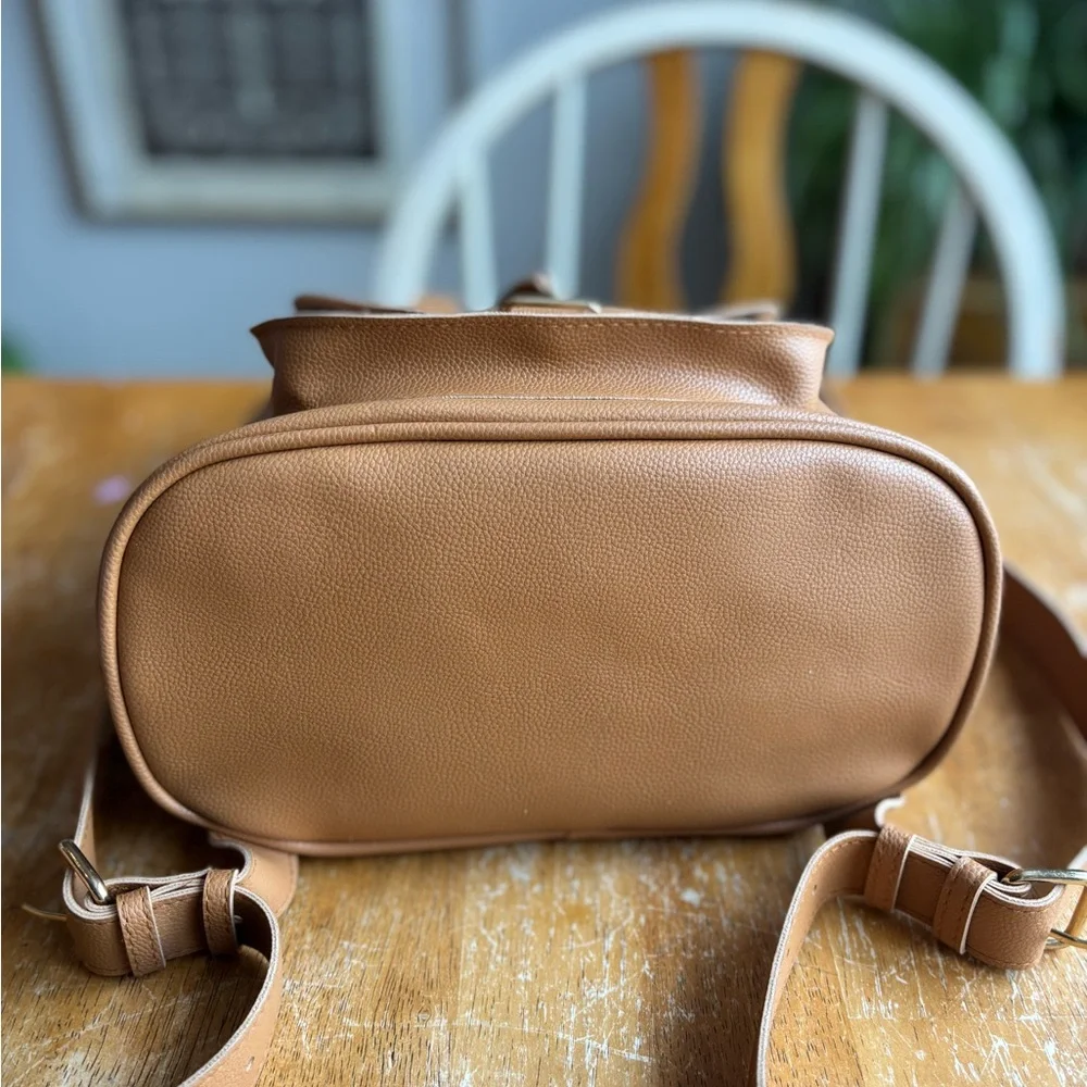 Forever 21 Faux Leather Camel Buckle Mini Backpack